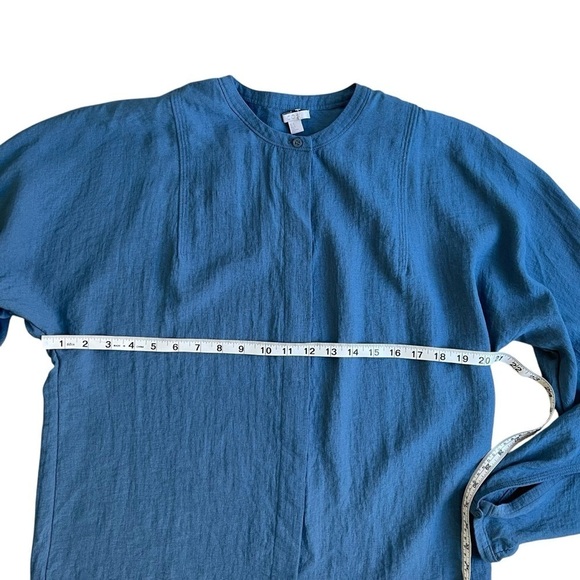 COS long sleeve lightweight rayon blend round neck button front teal tunic top 8 - Picture 6 of 13